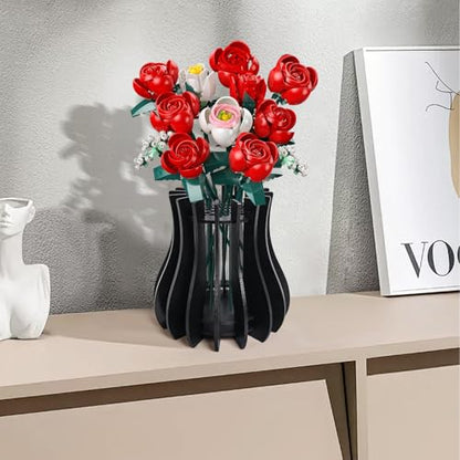 Wooden Vase Kit for Lego Flowers Arrangement - color: Black
