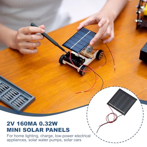 MECCANIXITY 5 Pcs 2V 0.32W 160mA Mini Solar Panels, Small Polycrystalline Solar Cell Panel with 2 Cable for DIY Electric Toy Materials Kits Charger, 50mm x 50mm - style: 2V 0.32W 160mA