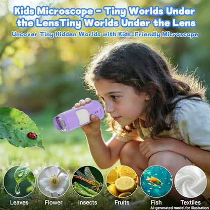 1000X Handheld Digital Microscope for Kids, STEM Educational Toy - color: Purple