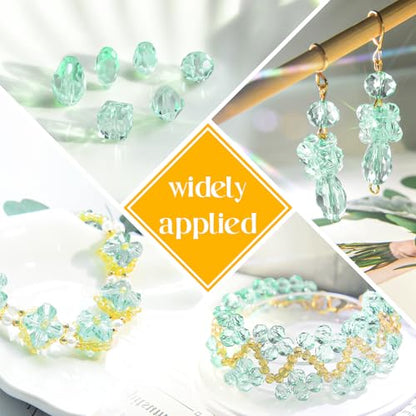 1500 Pcs Crystal Glass Beads for Jewelry Making – 12 Styles Bicone, Rondelle, Cube, Teardrop & 3mm Spacer Beads, DIY Bracelet Necklace Earring Craft Kit(Peppermint Green) - color: Peppermint Green