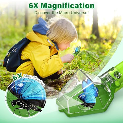 Bug Catcher for Kids with 6X Magnifier, STEM Educational Exploration Toys - color: Green