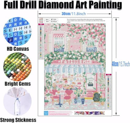 Ekuxom 5D Diamond Art Kits for Adults-Sakura City Diamond Painting - color: Sakura