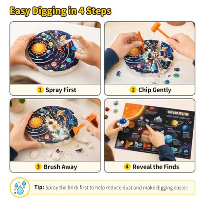 CubicFun Solar System Gem Dig Kit for Kids 8-12, STEM Space Science Kit