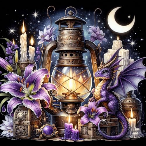 Ekuxom Dragon Diamond Art Kits for Adults-Kerosene lamp Diamond Painting - color: Dragon-3