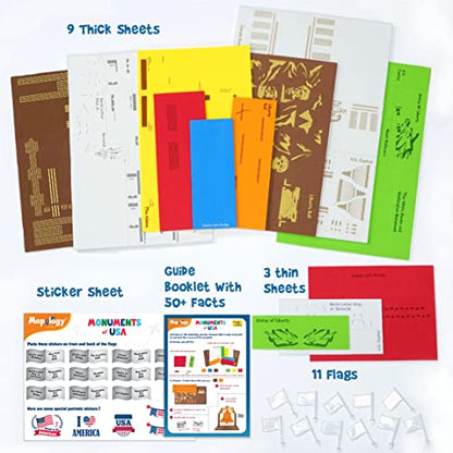 Imagimake Mapology Monuments of World & Monuments of USA Bundle - 3D Puzzle Activity Toy for Kids | DIY Arts and Craft Kits for Kids Ages 4 5 6 7 8 Years