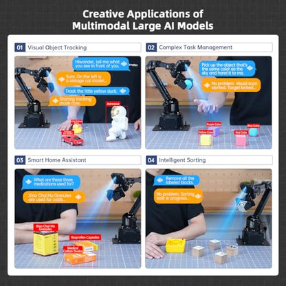 Hiwonder AI Robotic Arm Kit Imitation Learning VLA Model Development Embodied AI Open Source 6-Axis Full Metal Programming Robot Arm with Magnetic Encoder Bus Servos & Tutorials, NexArm Standard Kit