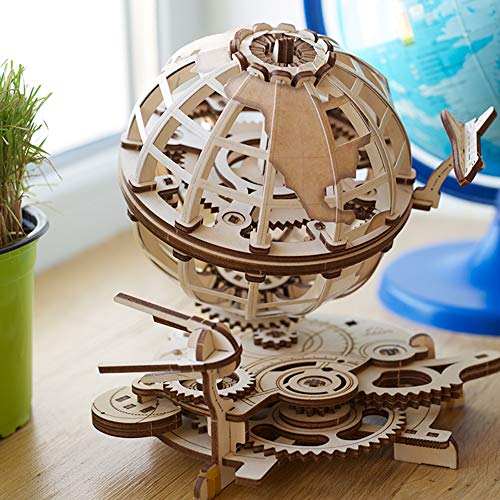 UGEARS Globe 3D Wooden Puzzles for Adults - Wooden Model Kits for Adults Brain Teaser Puzzles Models for Adult to Build Mechanical Models Educational World Globes Puzzle Hobby Set