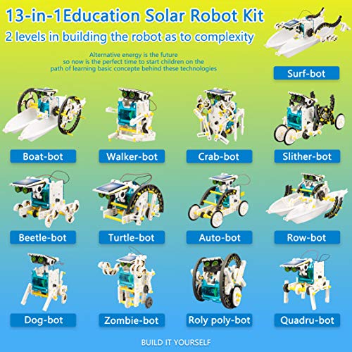 STEM 13-in-1 Solar Power Robots Toy,Educational Experiment DIY Robotics Kit - color: White1