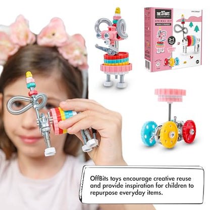 The Off Bits Erector Set: Animal Mini STEM Toys for Kids 6+, Toy Building Sets with Nuts & Bolts, STEM Building Toys Gifts for Boys and Girls (Multicolor)