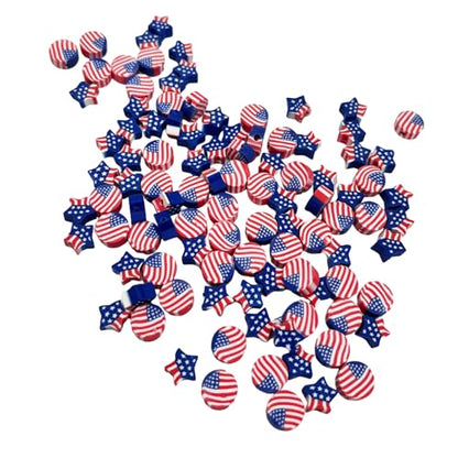 100 Pcs Patriotic Polymer Clay Beads 4th of July Mixed Heishi Spacer Beads Supplies for DIY Bracelet Earring Necklace Jewelry Making (American Flag) - color: American Flag
