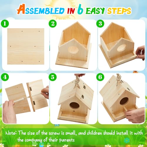Liliful 2 Sets Wooden DIY Birdhouse Kit for Kids to Build & Paint