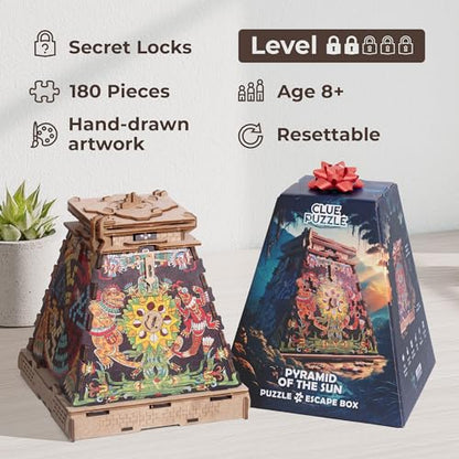 iDventure Cluepuzzle Pyramid of the Sun, Puzzle Box for Adults and Families - color: Basegame Sun Pyramid
