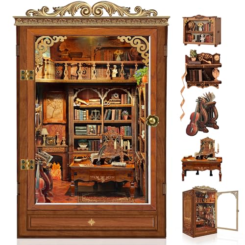 CRIOLPO Book Nook Kits for Adults DIY Miniature Dollhouse Kit for Adults - color: Time Bookstore