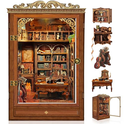 CRIOLPO Book Nook Kits for Adults DIY Miniature Dollhouse Kit for Adults - color: Time Bookstore