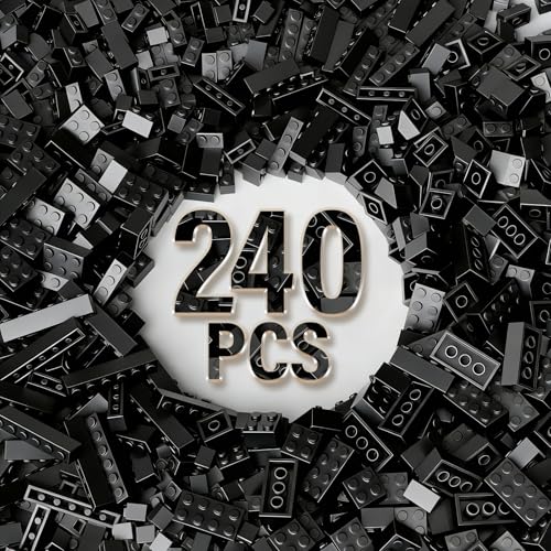 Bulk Building Bricks, Compatible with Lego and All Brands, 8 Sizes and A Variety of Colors to Mix and Match，Random Color (240, Black) - color: Black