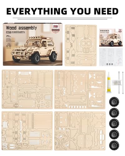 3D Wooden Puzzles for Adults to Build, Off-Road Car Model Kit