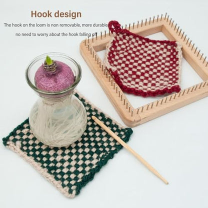 HERCHR Wooden Knitting Loom, Hand Knitting Loom Board Wooden Multi Craft Frame Weaving Loom Kit for Weaving Beginner Children Adults, 3.9 * 3.9in - color: 10*10cm