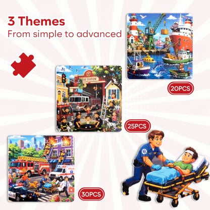 Biarek Fire Truck & Rescue Magnetic Puzzles for Kids 3-5, 75-Piece Set - color: Fire Truck & Rescue - 75 Pieces