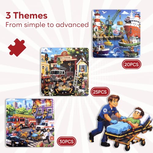 Biarek Fire Truck & Rescue Magnetic Puzzles for Kids 3-5, 75-Piece Set - color: Fire Truck & Rescue - 75 Pieces