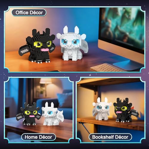Vziimo 2 in 1 Dragon Building Set, Dragon Toys with Posable Wings and Tails, Mini Dragons Gifts for Adults, Teens Age 14+, Movie Fans (1158 PCS) - style: Dragons