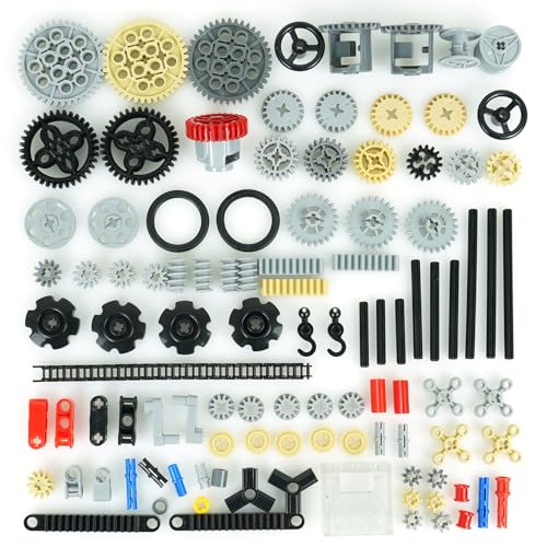 Pamvava Technical Gears Parts Building Bricks,Chain Wheels and Axles Sets - color: Black-no.1