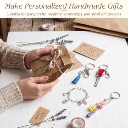 BESARME 695Pcs Keychain Making Kit with Rings, Clasps and Charms - color: Silver（695PCS）