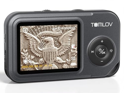 TOMLOV P50 Handheld Digital Microscope, Adjustable Focus, 2.4" IPS Screen