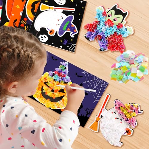 Lonfliness 8 Pcs Halloween Poke in Craft Kits for Kids Mess Free DIY Art - style: Halloween