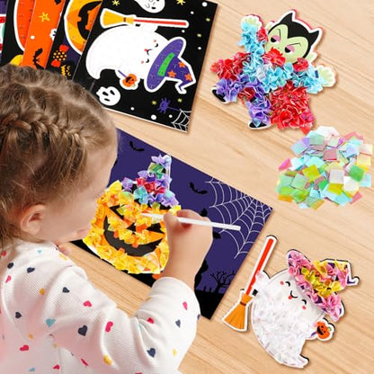 Lonfliness 8 Pcs Halloween Poke in Craft Kits for Kids Mess Free DIY Art - style: Halloween