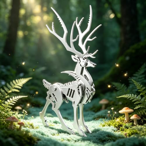 FILASLFT 3D Metal Puzzles for Adults,Mechanical Model Kit Larger Elk - color: B1-big Elk-silvery