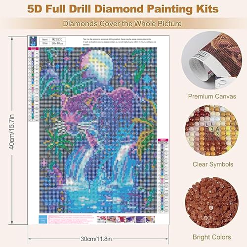 XUCNWL Diamond Art Kits for Adults, Leopard Diamond Painting - color: Leopard, size: 11.8x15.7in(30x40cm)