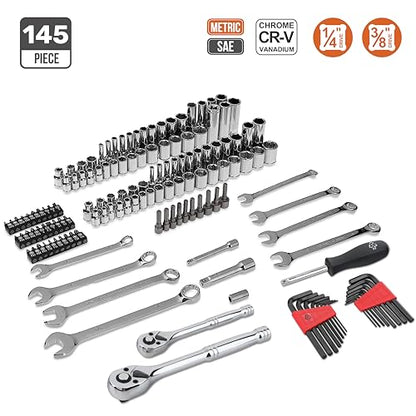 Amazon Basics Mechanic's Socket Tool Set With Case, Metric Sizes, 145-Piece - size: 145 Piece