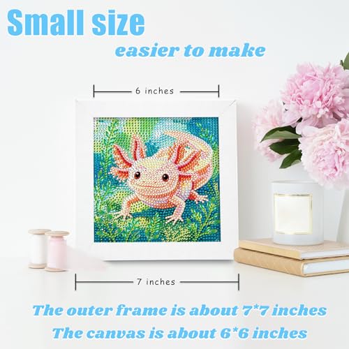 Libfx Diamond Art Kits for Kids with Frame Diamond Art for Girls Boys Beginners Arts and Crafts Birthday Gifts (Axolotl) - color: Axolotl
