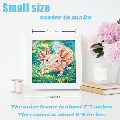 Libfx Diamond Art Kits for Kids with Frame Diamond Art for Girls Boys Beginners Arts and Crafts Birthday Gifts (Axolotl) - color: Axolotl