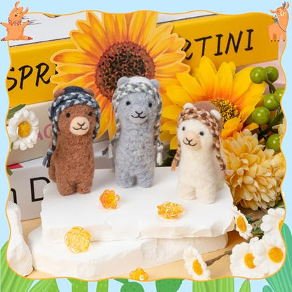 WATINC Needle Felting Kit - 3 Set Unique Different Cute Doll Wool Felt Needle Tools Foam Pad Instruction, DIY Home Decoration Craft Party Supplies for Art Work Starter Beginners (Alpaca) - style: Alpaca