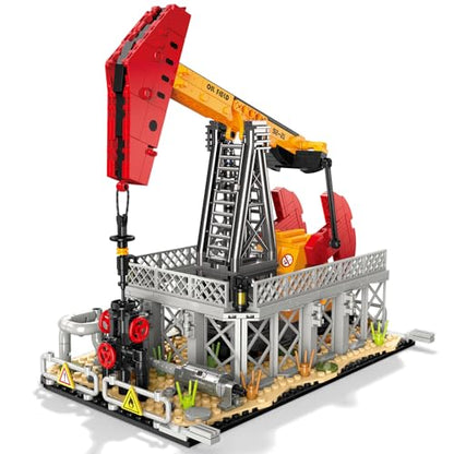 Oil Pumping Machine Building Set, 666 PCS Industrial Oil Extraction Brick Model with Moving Pumpjack, Display Model Kit for Adults and Kids Ages 6+ - style: Beam Pumping Unit