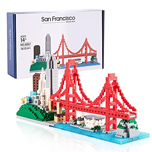 San Francisco Skylines Building Set Model Kit, Micro Mini Blocks 1610pcs - color: San Francisco