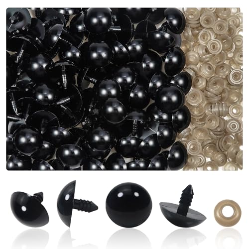 TOAOB 150pcs 24mm Large Safety Eyes for Amigurumis Black Plastic Crafts Doll Eye with 150pcs Washers for DIY Crochet Stuffed Animals Doll Making Supplies - size: 24mm
