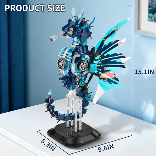 Mechanical Seahorse Building Set for Adult,Ocean Animal Building Block Toy - style: Seahorse