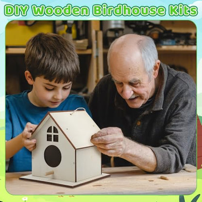 6 Pack Wooden DIY Birdhouse Kit for Kids Adults, Thickened Double-Layer Wood with Screwdrivers, Nails, Ropes, Easy Build & Paint Arts and Crafts Set for Backyard Garden Bird Watching - style: 6 Pack