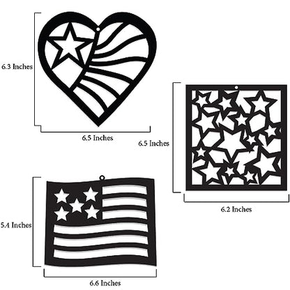 VHALE Suncatchers Craft 3 Sets (9 Cutouts) w Tissue Papers Stained Glass Effect Paper Sun Catcher Kit, Window Art, Classroom Crafts, Kids Party Favors (Patriotic, Independence Day) - style: Patriotic