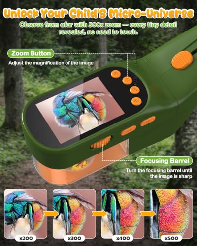 Bug Catcher for Kids,Kids Microscope,3-in-1 Insect Catching Kit for Kid - color: Dark green