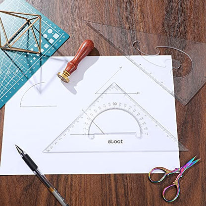 EBOOT 2 Pcs Large Transparent Triangle Ruler 30/60 and 45/90 Degrees, Clear - color: Clear