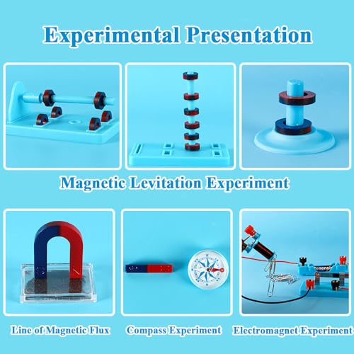 Science Magnets Experiment Set for Kids Electricity and Magnetism Kit for Students Stem Kit Physics Lab Basic Circuit Tools for Learning Starter