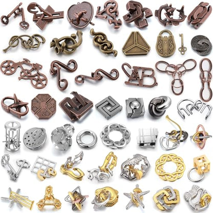 48 Pcs Metal Brain Teaser Puzzles Set for Adults, Classics Style - style: Classic Style