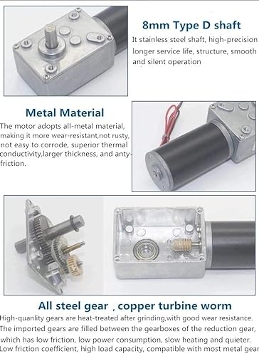 BRINGSMART 12V 16rpm DC Worm Gear Motor Self-Locking Mini Engine Turbine - size: 12V 16rpm