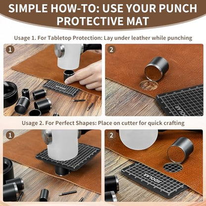 Leather Circle Cutter Tool Set, 12 Pieces Small Circle Punch Tools 2/4/6/8/10/12/14/16/18/20/22/24mm, High Carbon Steel Round Cutting Dies - Leather Hole Punch Tool Kit for DIY Leathercrafts - size: 12 Sizes