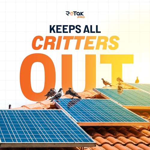 ROTAK Critter Guard PRO - 6in x 100ft Solar Panel Bird Prevention Roll Kit with 100 Fastener Clips - Heavy Duty Galvanized Black PVC Coated ½ inch Wire Roll Mesh (6" PRO + 100 Clips) - size: 6" x 100' with 100 Fastener Clips