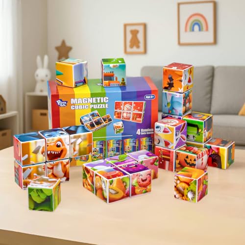 Pairez Toys Magnetic Cubes for Kids, 4 Random Theme Puzzle Cube Sets - color: Random 4 Sets