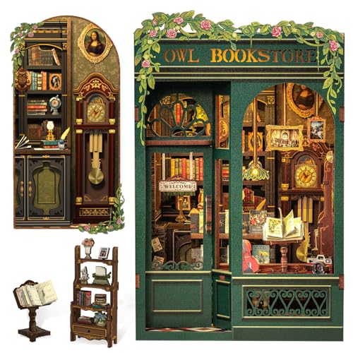 Owl Bookstore Book Nook Kit - 3D Wooden Puzzles with LED - color: Owl Bookstore